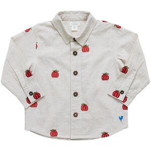 Pink Chicken Blue Rooster Pumpkin Embroidery Jack Shirt Size 2 NWT